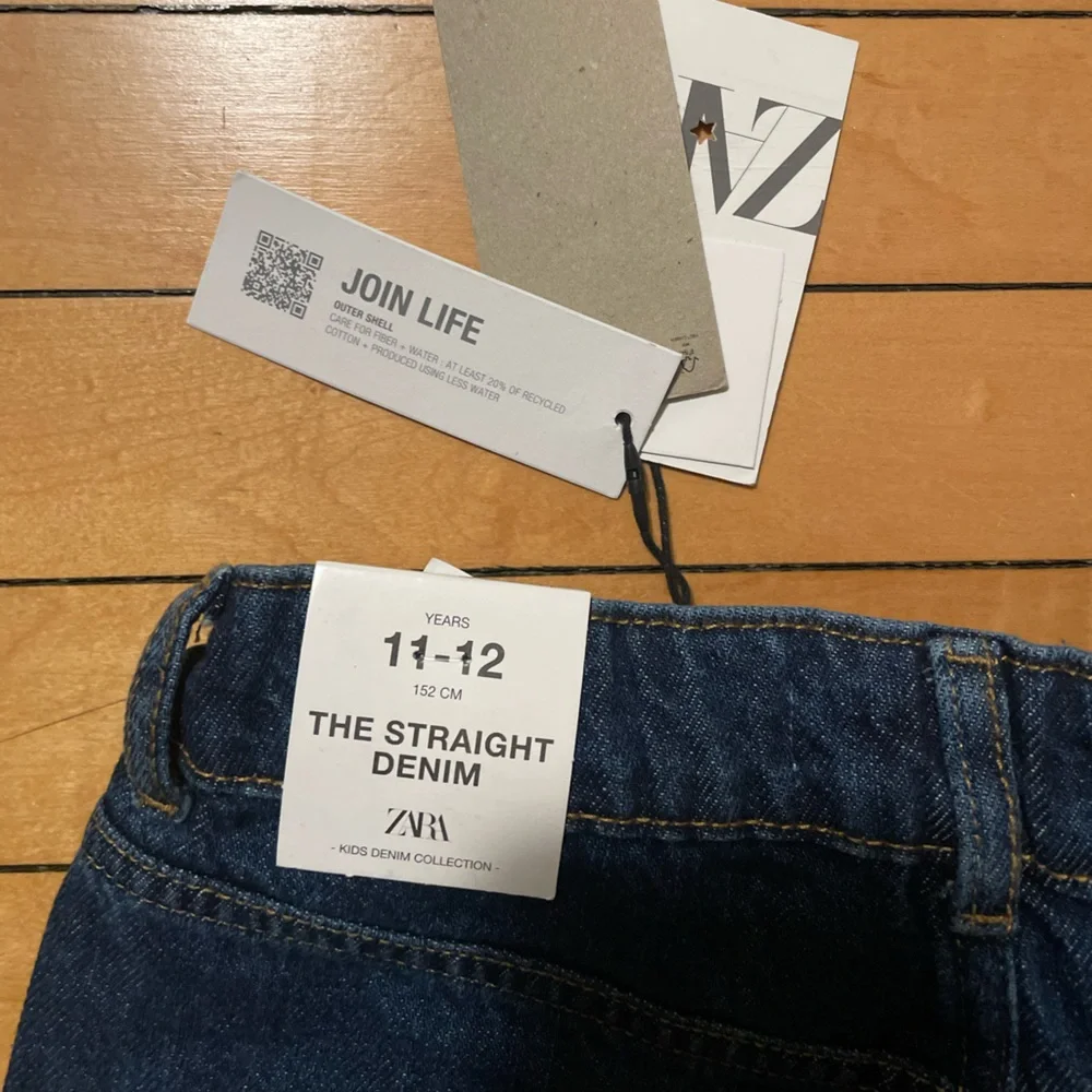 Zara Girls Dark Blue Relaxed Jeans with Contrast Cuffs
